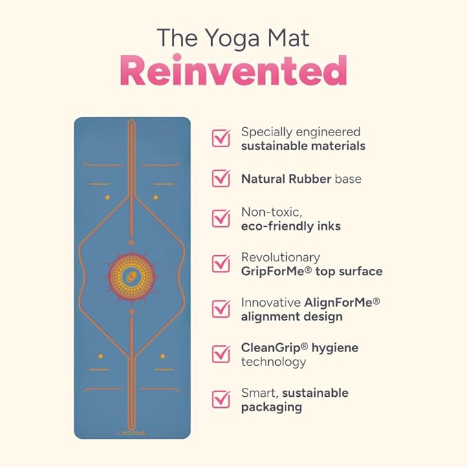 Liforme Printed Yoga Mat Collection - Free Yoga Bag Included - Patented Alignment System, Warrior-like Grip, Non-Slip, Eco-friendly, Sweat-resistant, Long, Wide and Thick for Comfort