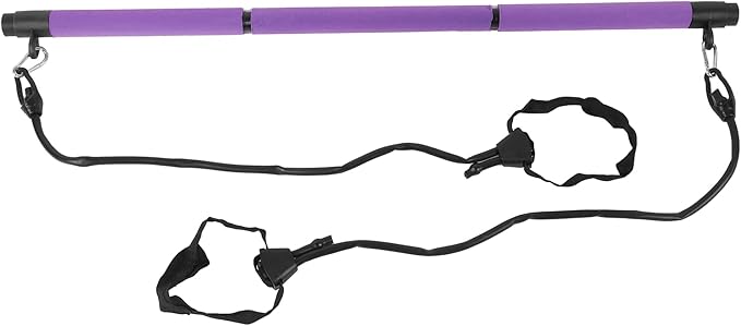 Adjustable Pilates Bar Portable 3 Sections Pilates Workout Stick Body Building Puller Yoga Pull Rods for Home Gym Office Travel Fitness Equipment Steel Pipe Foam 35 Inches