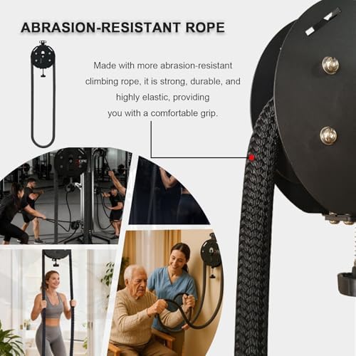 Portable Suspension Trainer with Adjustable Resistance, Endless Rope Cable Machine for Home Workouts, Targets Back, Arms, Grip and Coordination, 4m Circumference