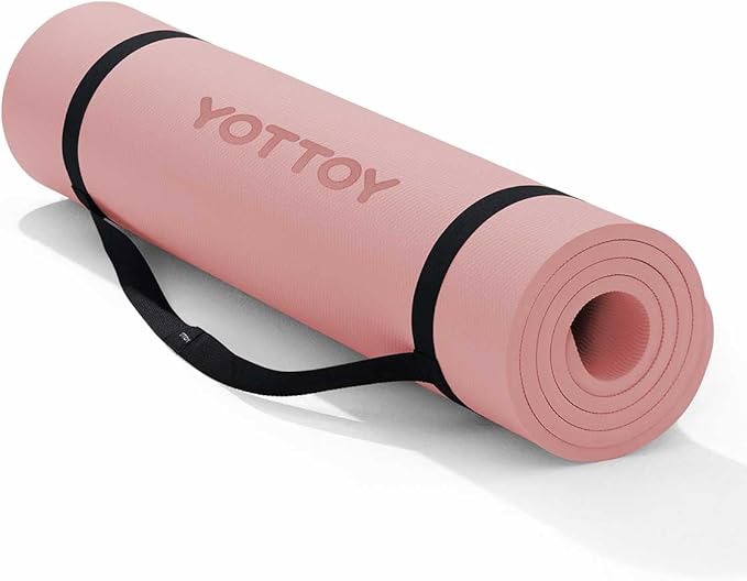YOTTOY Yoga Mat，Extra Thick Yoga Mat (1/2inch),Professional TPE Exercise Mat,Non-Slip Workout Mat for Yoga, Pilates, Fitness, Barefoot Workouts, Home Gym Studio with Strap