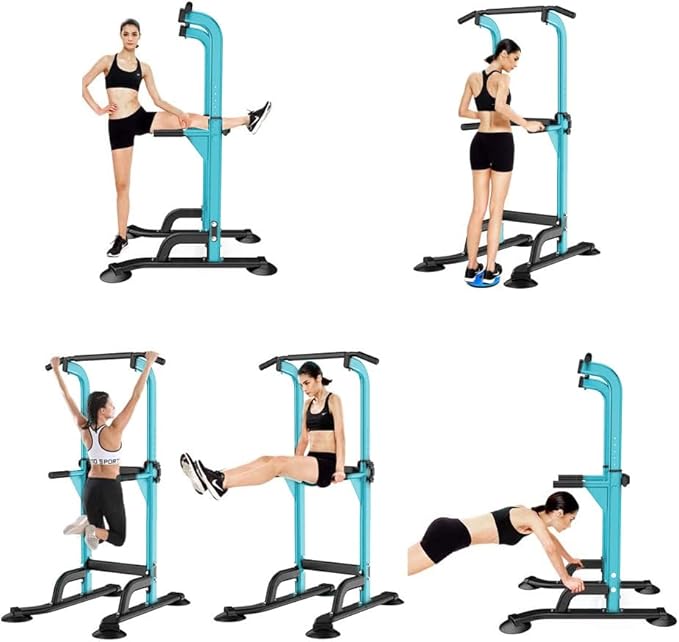 SogesHome Power Tower Pull Up Bar and Dip Station, Height Adjustable Dip Stand Exercise Machine for Home Gym, Multi-Functional Free Standing Strength Training Fitness Workout Station