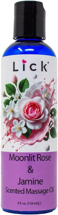 Lick Rose and Jasmine Massage Oil – Elegant Floral Massage Oil with Sweet Almond Oil & Vitamin E, Relaxing Aromatherapy Glide for Couples Massage, 4 oz