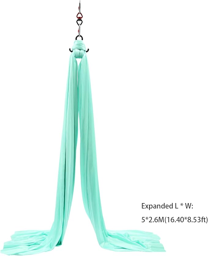 LOYALHEARTDY Aerial Silks Starter Kit, 11 Yards Equipment Set for Aerial Yoga, Durable Aerial Yoga Hammock Aerial Swing for Aerial Acrobatic, Aerial Dance & All Levels (L:10m W:2.6m)
