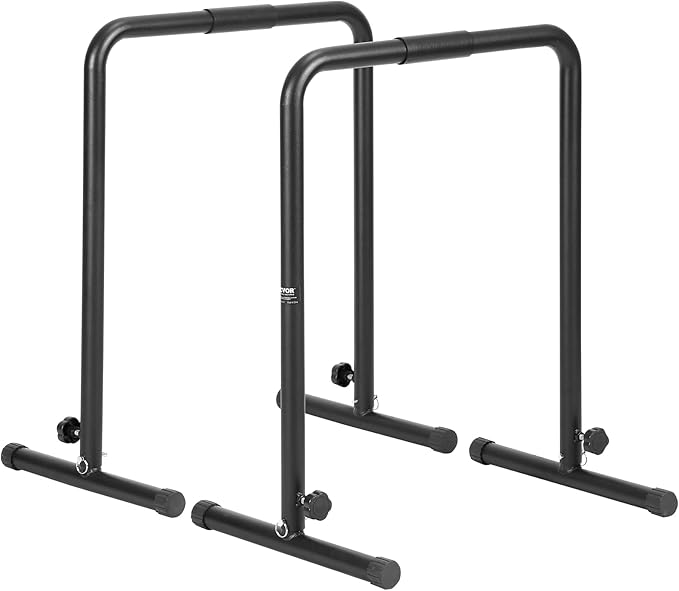 VEVOR Dip Bars, 440 lbs Capacity, Heave Duty Dip Stand Station with Adjustable Height, Fitness Workout Dip Bar Station Stabilizer Parallette Push Up Stand, Parallel Bars for Strength Training Home Gym