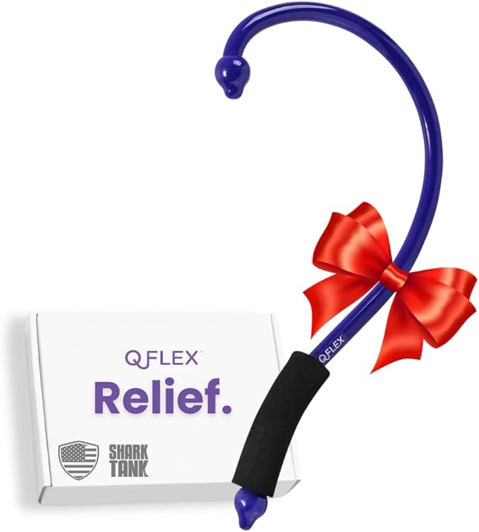 QFlex Back Massager Hook - Trigger Point Self Massage Tool for Neck, Shoulder & Muscle Knot Relief - Deep Tissue Massager Stick - As Seen on Shark Tank - Made in USA