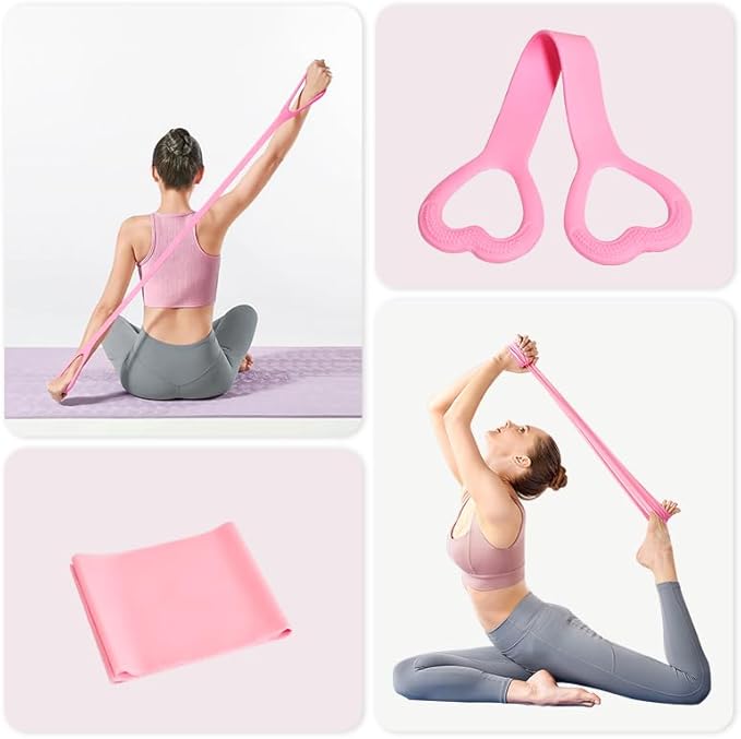 Complete Home Pilates Essentials Kit for Women - 13-Piece Pink Magic Circle Set with Resistance Bands, Yoga Ball, Stretch Strap & Gym Bag