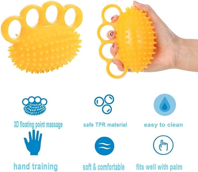 Grip Strengthener Hand Exerciser Ball, Yellow, TPR Material, Ellipse Shaped, Physical Therapy Hand Exercisers for Rehab, Arthritis, Carpal Tunnel, Stress Relief