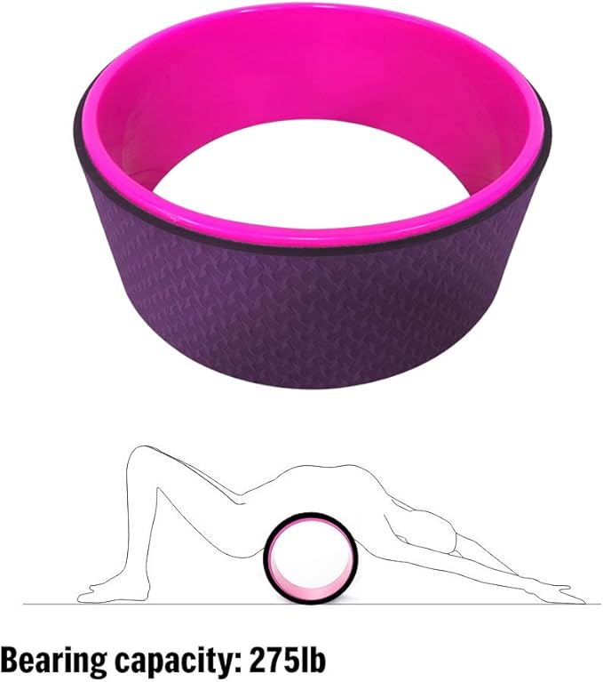 Yoga Wheel Cotton Stretching Strap Set Stability Blocks Pilates Exercise Pack for Beginners (Black)