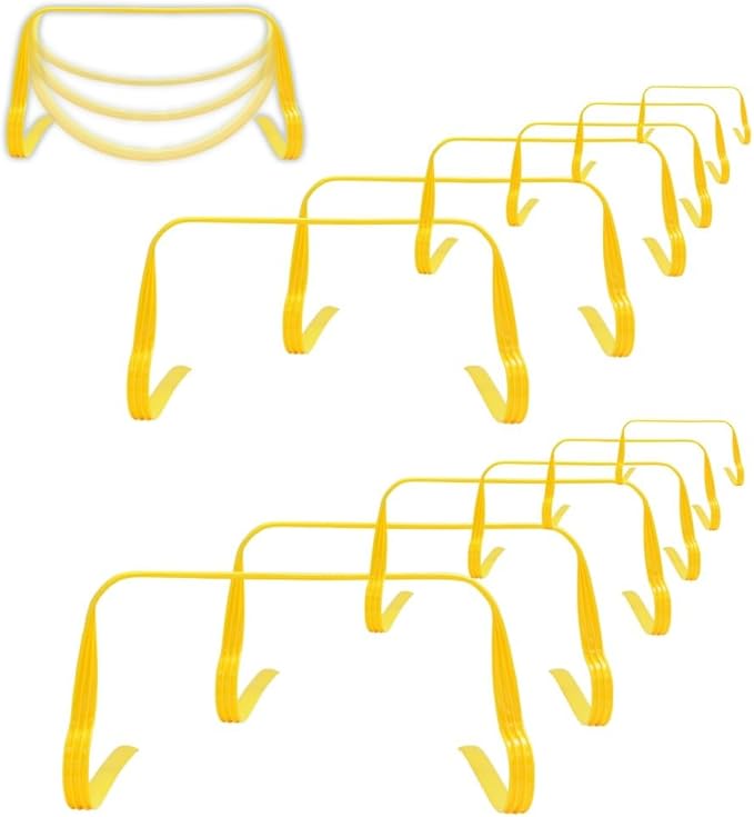 Japard Ultra Durable Agility Hurdles for Athletes of All Skill Levels, 6pcs of 7.8 inch Tall Hurdles, Bright Yellow Color, Made of Durable, Composite Materials, Easy to Set up & Transport