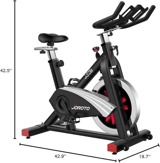 JOROTO Exercise Bike, Magnetic Stationary Bikes for Home with 40LBS Flywheel, App Supported Indoor Bike with 350LBS Weight Capacity, Low Noise,Digital Monitor,Bottle and Tablet Holder