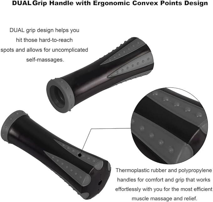 YANSYI Deep Tissue Massage Stick Professional Muscle Recovery Roller - 9-Roller for Post-Workout Soreness, Leg & Back Pain Relief - Portable Physio Tool for Athletes (Gray)