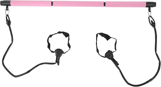 Adjustable Pilates Bar 3 Sections Portable Pilates Workout Stick Body Building Puller for Home Gym Full Body Exercise Steel Pipe Foam Cover 35 Inches