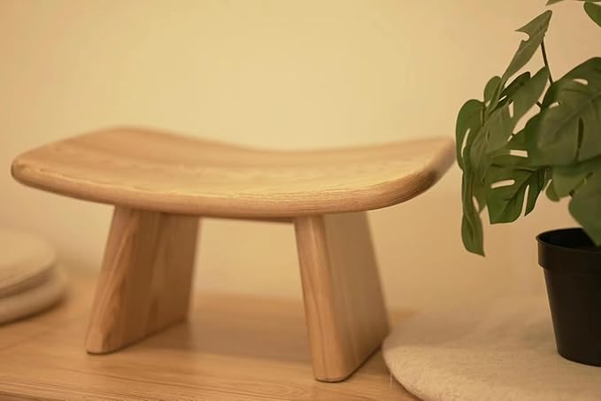 Ergonomic Butterfly Meditation Bench - No Assembly Required Wooden Kneeling Stool for Yoga & Prayer, Comfortable Seiza Seat for Mindfulness & Relaxation