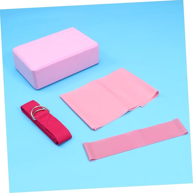 KICHOUSE Yoga Accessories Stretch Band Latex Pull Towel Resistance Ring Kit for Home Workouts Lightweight Pink Yoga Tool Kit for Fitness Enthusiasts