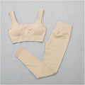 Women Gym Suit Fitness Set Sports Clothing Women Gym Clothing Yoga Clothing Yoga Sets Fitness Suit (Color : Khaki Bra Set, Size : Small)