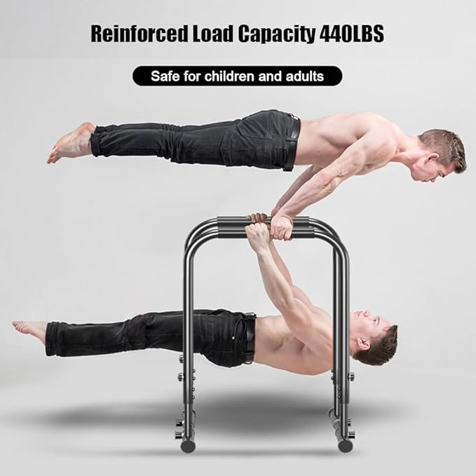 Heavy Duty Adjustable Height Strength Training Dip Stands Station, Home Gym Fitness Workout Dip bar Station,Tricep Dips, Pull-Ups, Push-Ups