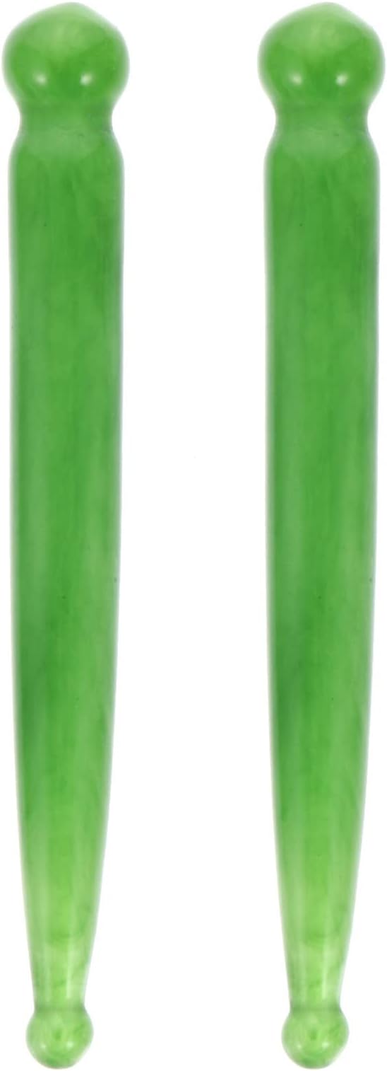 Healifty 4Pcs Natural Jade Face Massage Tools 4.9 Inch Facial Scratching Bars for Neck Head Wrinkle Care and Spa Therapy Wand Set
