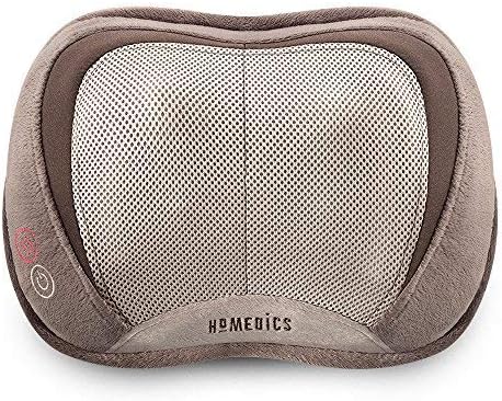 Homedics Shiatsu Back Massager with Heat, 3D Deep Tissue Massage Pillow for Neck & Shoulders, Electric Kneading Lumbar Massager Cushion for Upper & Lower Back Pain Relief, Portable Home Office Travel
