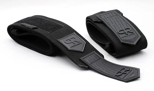 Elbow Wraps for Weightlifting - Heavy Duty Construction, 25% More Elasticity, Reinforced Stitching, Extra Wide Fastener, Easy to Adjust, All Black