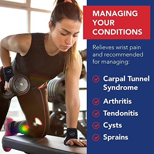 Doctor Developed Wrist Brace, Wrist Wraps for Carpal Tunnel Arthritis, Tendonitis, Hand Support, Ideal for Fitness, Weightlifting - Handbook Included (Medium - 2 Pack)