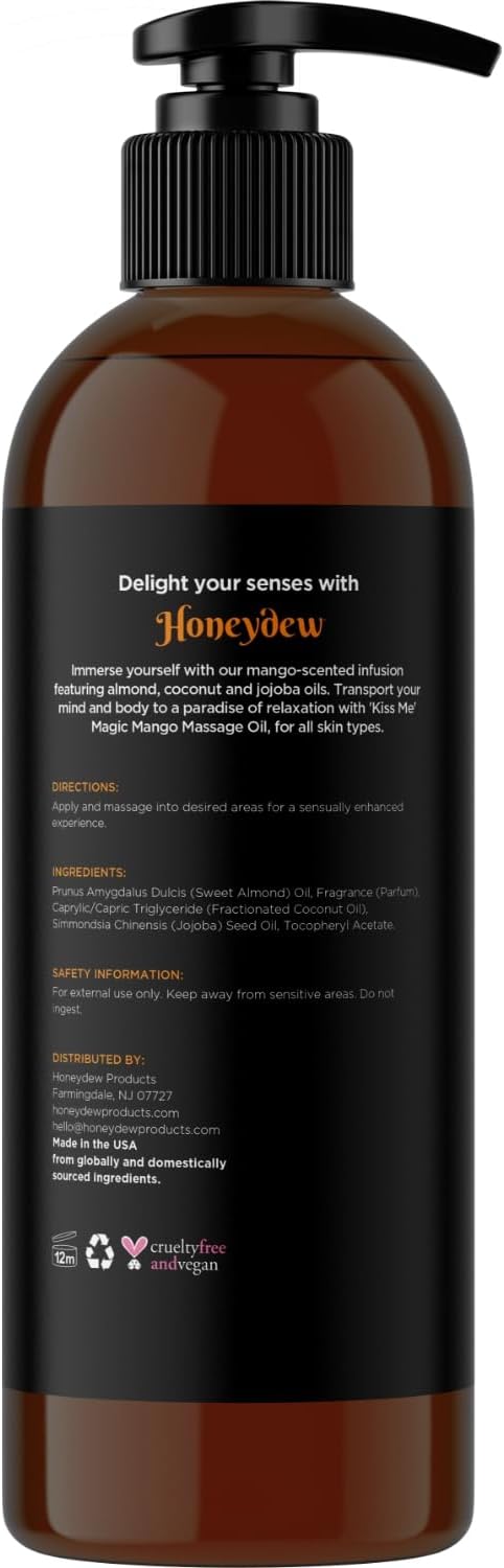 Sweet and Sensual Massage Oils for Couples - Mango and Vanilla Romantic Full Body Massage Oils with Sweet Almond Oil for Easy Gliding Special Moments - Therapeutic Grade Scented Body Oils