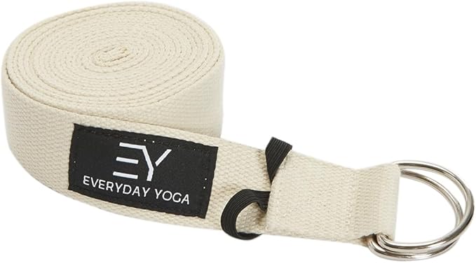 Everyday Yoga Strap with Metal D-Ring - Durable Stretching Strap for Yoga, Pilates, Flexibility & Physical Therapy (6ft, 8ft, 10ft)