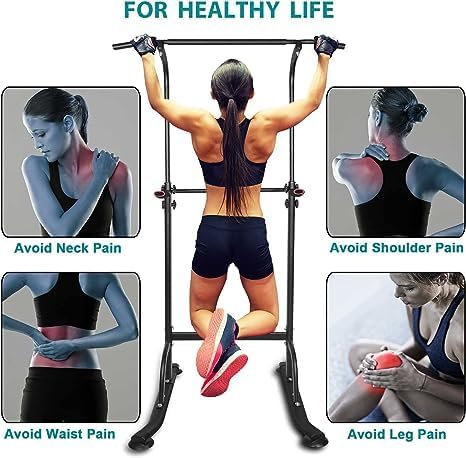 Power Tower Adjustable Height Pull Up Bar for Home Gym Multi-Function Strength Training Fitness Workout Station