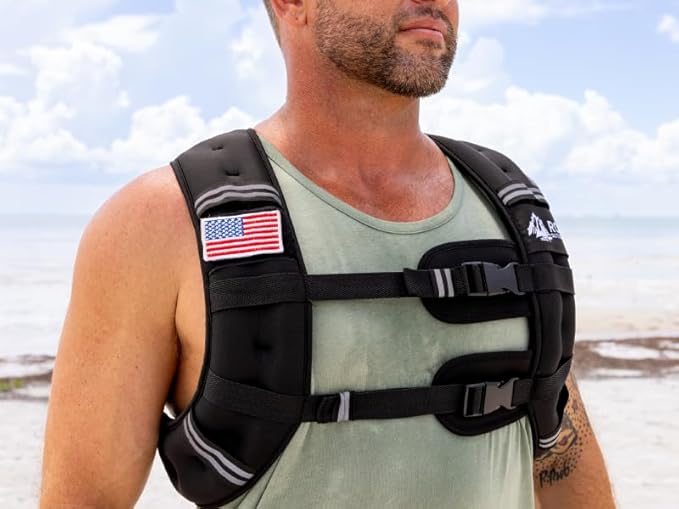 Roc Outdoors Weighted Vest W/ Rub-Free Technology for Woman and Men, 5lb/10lb/15lb/20lb/30lb Weight Vest with Reflective Stripe for Workout, Strength Training, Running, Walking, Fitness, Weight Training, Weight Loss, Weightlifting