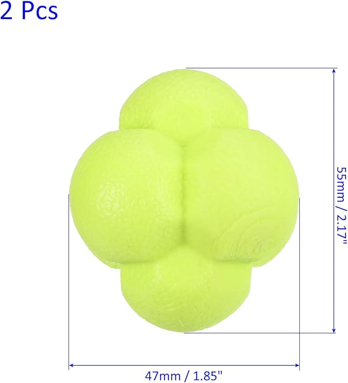 2 Pack Reaction Ball - TPR High Difficulty Agility Training Ball Apply to Sports Exercise Daily Use (Yellow)