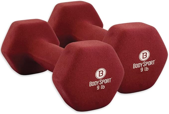 Body Sport Neoprene Dumbbell Weight - Latex-Free, Strength Training Equipment for Home Fitness & Gym Workouts