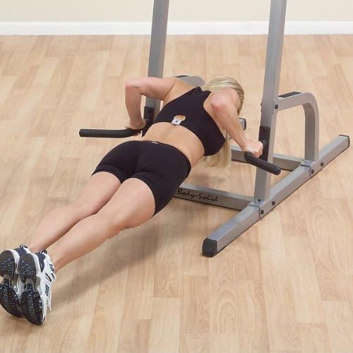Body-Solid GVKR82 Multi-Function Power Tower With Vertical Knee Raise, Dip Station, Push-Up station, and Pull-Up Station Featuring A Narrow and Wide Grip