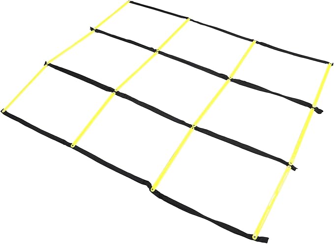 Agility Ladder for Football Speed Training 9-Square Multifunctional Rope Ladder for Footwork and Soccer Conditioning Yellow