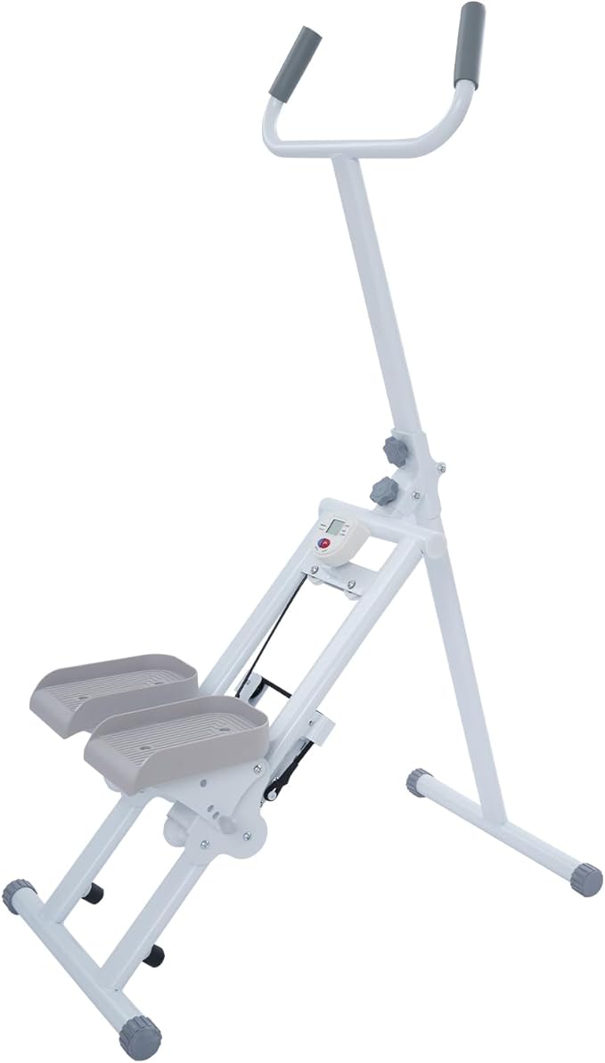 Stair Stepper Machine for Home, Foldable Stepper Climber with LCD Display & 3-Level Resistance, Compact Cardio Equipment for Legs & Core Workout - White