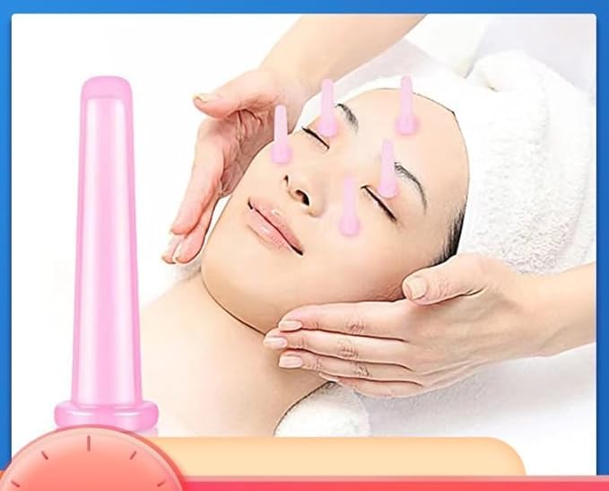 4 Pcs Face Cupping Set, Facial Cupping Set for Face and Eye Massage, Silicone Massage Vacuum Anti Aging Beauty Tool Facial Eye Care (2 Small + 2 Large) (Green)