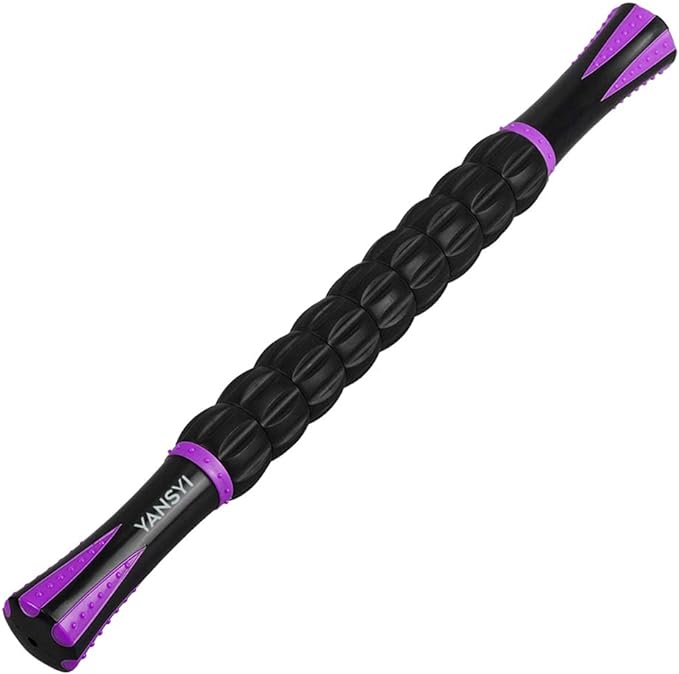 YANSYI 9-Roller Muscle Recovery Massage Stick - Deep Tissue Massager for Post-Workout Recovery & Pain Relief (Purple)