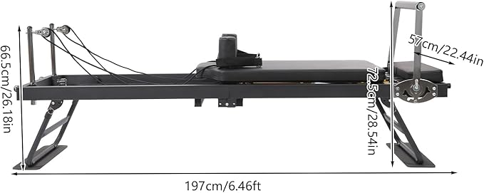 Foldable Pilates Reformer Workout Machine, Multifunctional Yoga Fitness Equipment, Cardio Fitness Full Body Yoga Reformer, Suitable for Advanced and Beginners Users, 264 lbs Capacity, Black