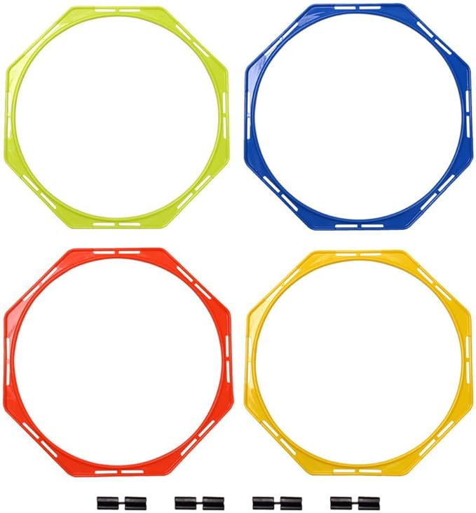 Sosoport 4pcs Speed and Agility Training Rings - Reusable Plastic Octagon Agility Rings Training Equipment Footwork Ladder for Basketball Soccer Football?40cm