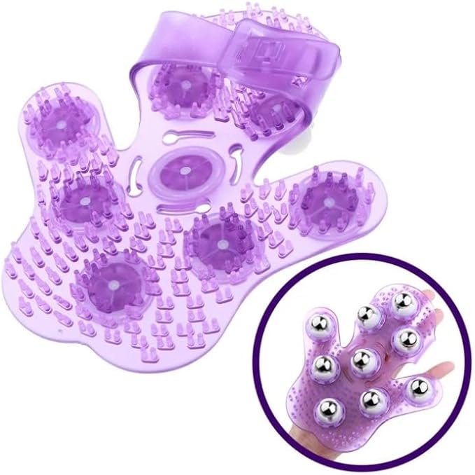 Hand-Shaped Massage Ball Gloves, Featuring 9 * 360° Rotating Metal Balls That fit The Natural Curvature of The Palm, are Suitable for Full-Body Care and can Relieve Fatigue. (Purple)