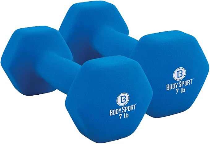 Body Sport Neoprene Dumbbell Weight - Latex-Free, Strength Training Equipment for Home Fitness & Gym Workouts