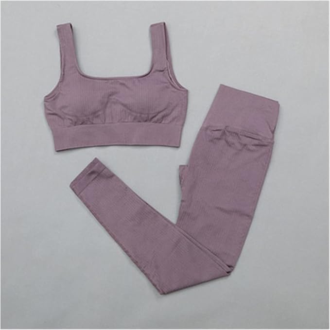 Women Gym Suit Fitness Set Sports Clothing Women Gym Clothing Yoga Clothing Yoga Sets Fitness Suit (Color : Deep Purple Bra Set, Size : Medium)