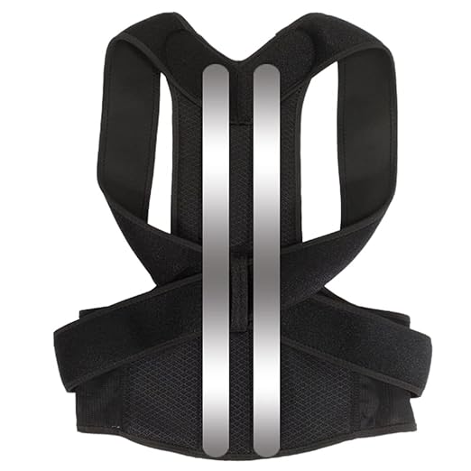 MBROS Adjustable Posture Corrector Lumbar Back Support Brace Breathable Deportment Corset for Spine Back Stretcher Orthopedic Back (Color : Black, Size : L)