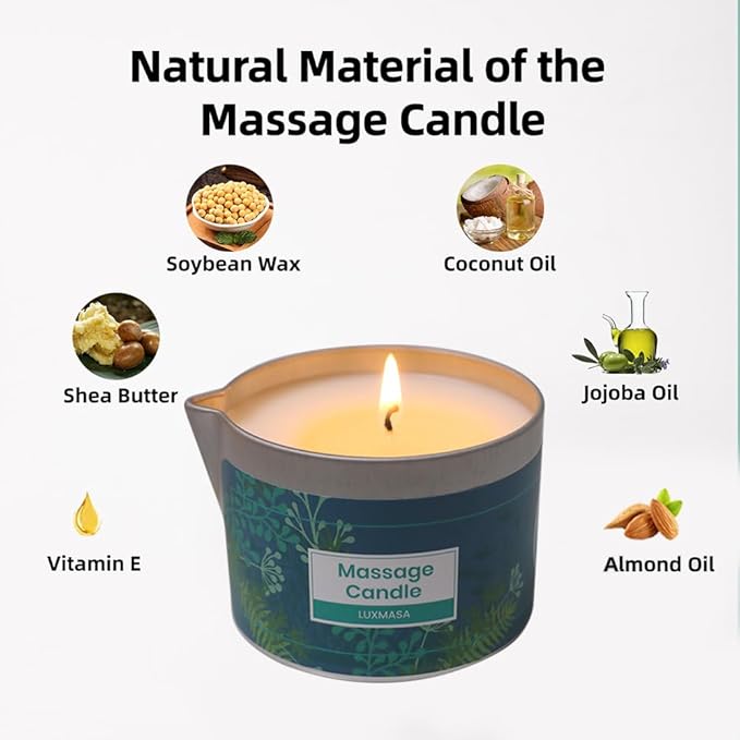 Soy Wax Scented Massage Oil Candles for Couples - Warm Body Oil Candle for Therapy -Low Temp Skin Moisturizing Lotion Candles 6.35OZ (Mystic Ocean Scent)