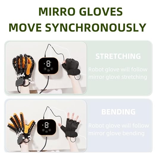 Rehabilitation Robot Glove for Stroke, Robotic Hand Stroke Recovery Equipment, Fingers Strength Training Device for Hemiplegia, Strength Adjustable (Left Hand-L)