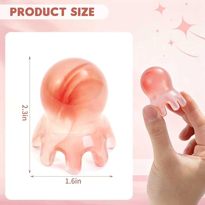 2 Pack Octopus Head Massager Comb Scalp Massager for Headaches & Stress Relief, Relief Point Massage Comb for Deep Relaxation Home/Office Massage (Pink)