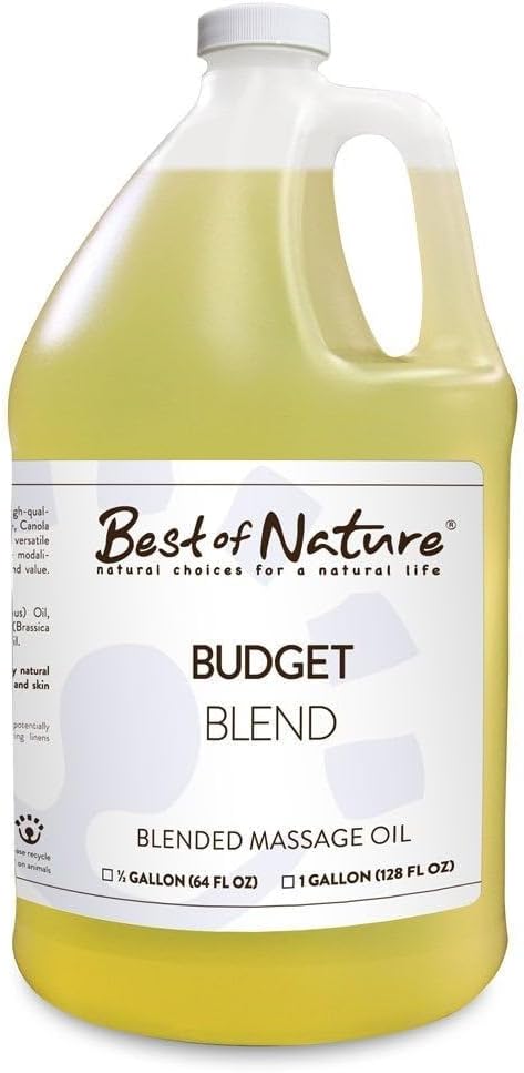 Best of Nature Budget Blend Massage & Body Oil - Affordable, Lightweight Moisturizer for Therapists & Spas, Half Gallon (64 fl oz) Bulk Size