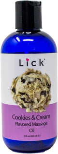 Lick Cookies and Cream Flavored Massage Oil – Creamy Dessert Edible Massage Oil with Sweet Almond Oil & Vitamin E, Smooth Glide for Couples Massage, 8 oz