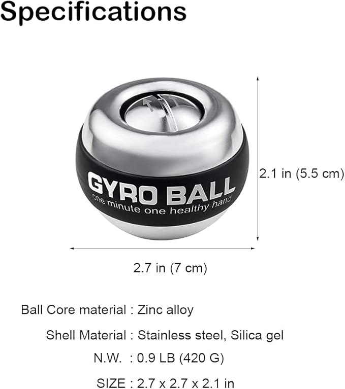 Auto-Start Wrist Power Gyro Ball with LED Lights, Wrist Strengthener and Forearm Exerciser for Stronger Arm Fingers and Muscle