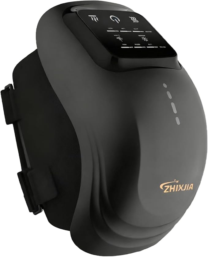 Knee Massager Smart with Heat, Red Light and Massage Therapy, 3 Vibration Modes and 3 Heating Levels, 2026 Updated Edition, LED Vitality Joints Knee Massager, Gifts for Grandma & Grandpa, Black