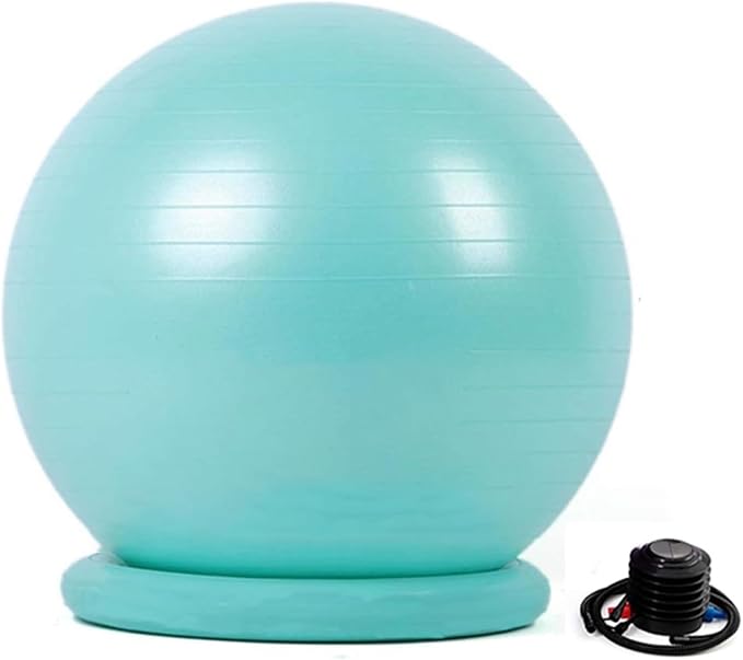 Yoga Ball Chair,Yoga Ball，Exercise Ball, Office Ball Chair with Base & Pump Stability Yoga Ball Seat for Back Pain Relief Home Gym Exercise Ball Chair for Core Strength Training(Green,Diameter 65cm (