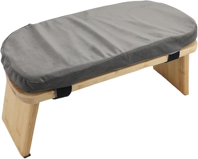 Meditation Bench, Folding Kneeling Meditation Stool, Removable Cushion Stool with Magnetic Locking Hinges, Ideal for Indoor & Outdoor Yoga & Prayer (Gray)